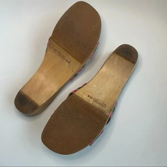 Coach Clog Mule Leather Stripe Sandal - Picture 5 of 16